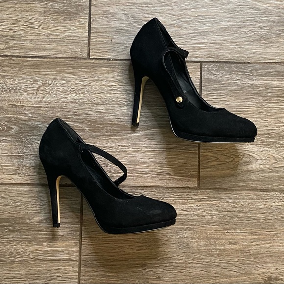 Miss KG Claire 37 Black Suede Heels - Picture 1 of 10